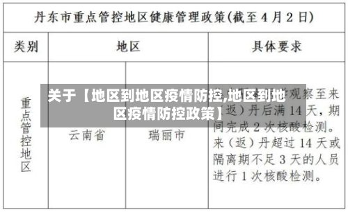 关于【地区到地区疫情防控,地区到地区疫情防控政策】