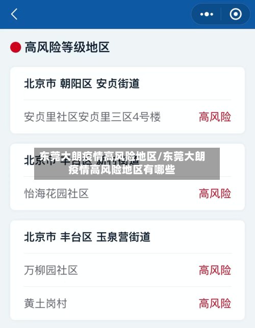 东莞大朗疫情高风险地区/东莞大朗疫情高风险地区有哪些