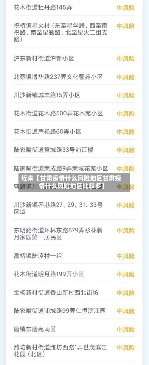 近来【甘肃疫情什么风险地区甘肃疫情什么风险地区比较多】