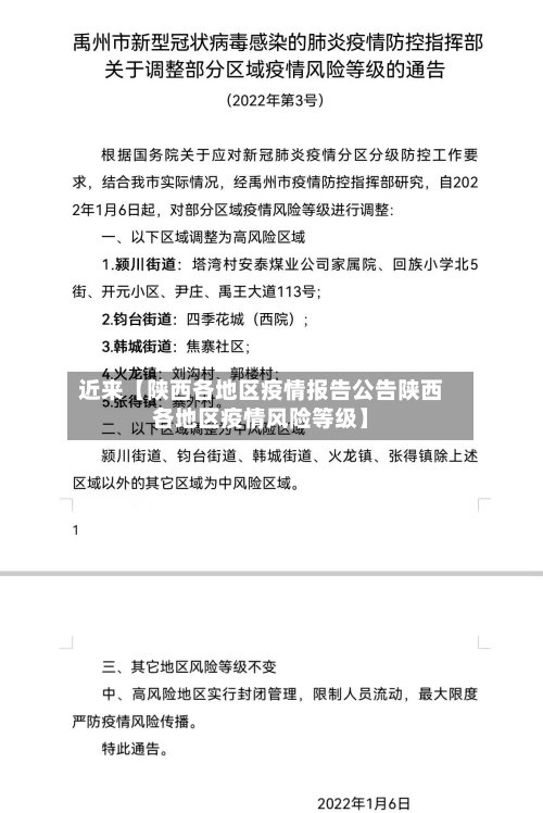 近来【陕西各地区疫情报告公告陕西各地区疫情风险等级】-第2张图片