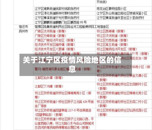 关于江宁区疫情风险地区的信息-第2张图片