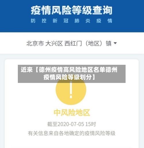 近来【德州疫情高风险地区名单德州疫情风险等级划分】