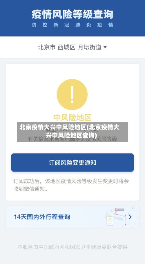 北京疫情大兴中风险地区(北京疫情大兴中风险地区查询)