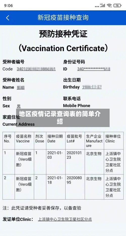 地区疫情记录查询表的简单介绍