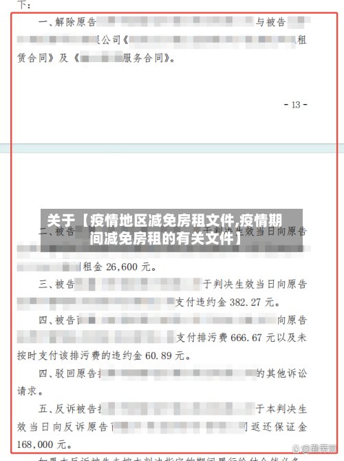 关于【疫情地区减免房租文件,疫情期间减免房租的有关文件】