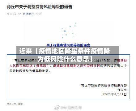 近来【疫情地区降星条件疫情降为低风险什么意思】