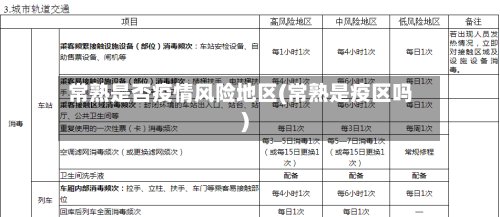 常熟是否疫情风险地区(常熟是疫区吗)