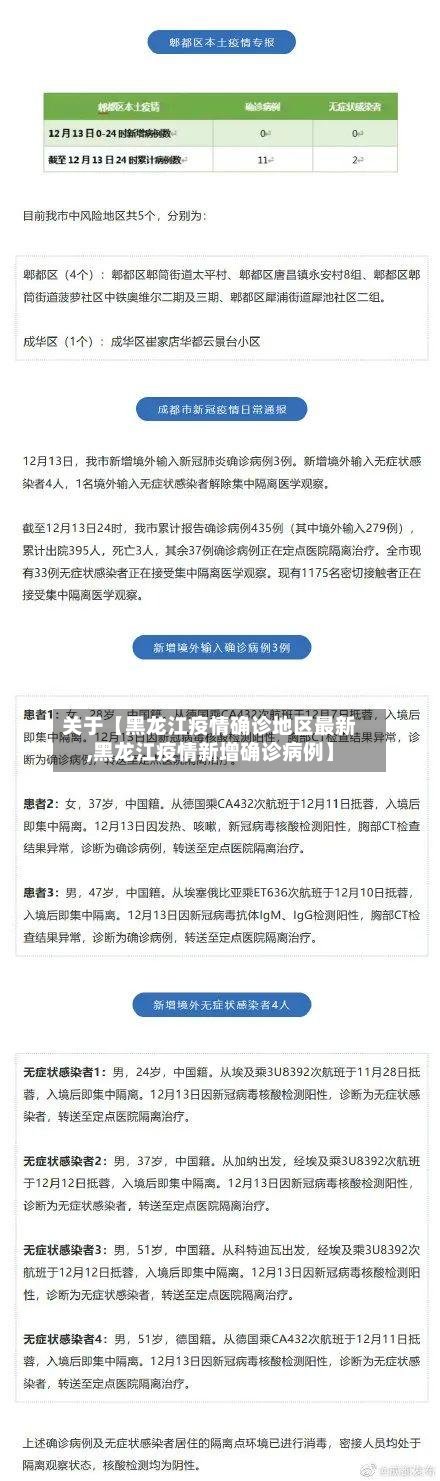 关于【黑龙江疫情确诊地区最新,黑龙江疫情新增确诊病例】