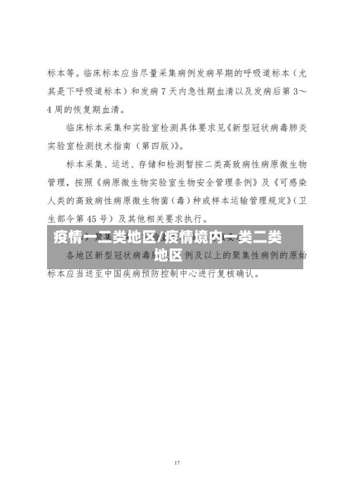 疫情一二类地区/疫情境内一类二类地区