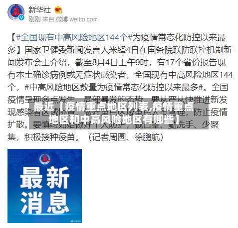 最近【疫情重点地区列表,疫情重点地区和中高风险地区有哪些】