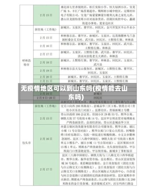 无疫情地区可以到山东吗(疫情能去山东吗)