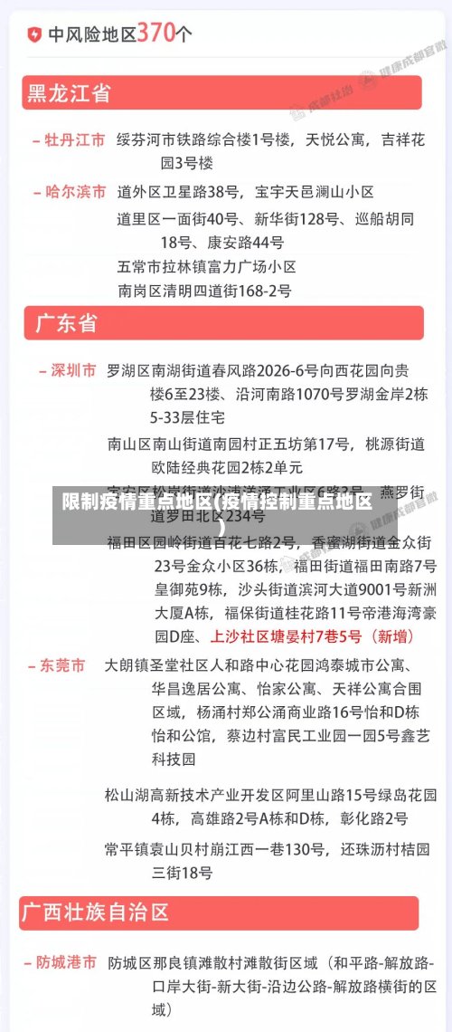 限制疫情重点地区(疫情控制重点地区)