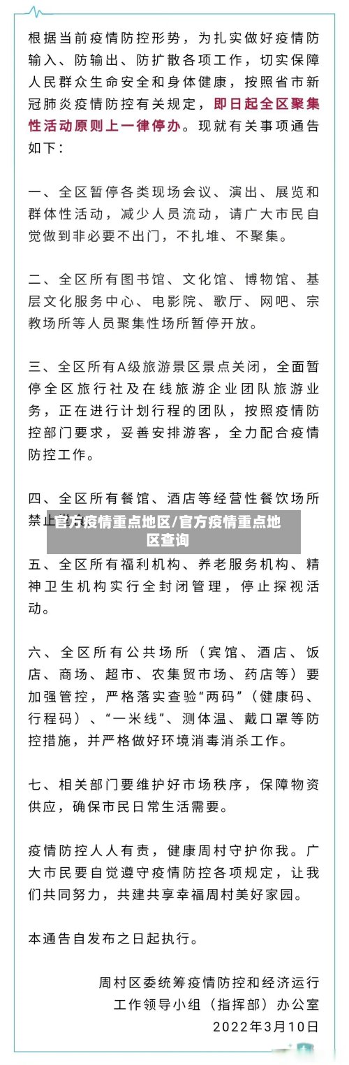 官方疫情重点地区/官方疫情重点地区查询