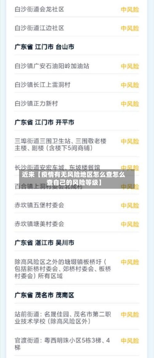 近来【疫情有无风险地区怎么查怎么查自己的风险等级】