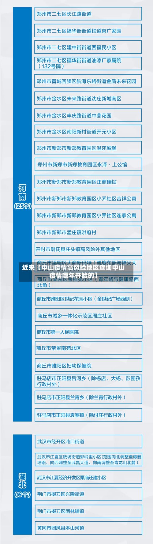近来【中山疫情高风险地区查询中山疫情哪年开始的】