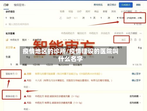 疫情地区的诊所/疫情建设的医院叫什么名字