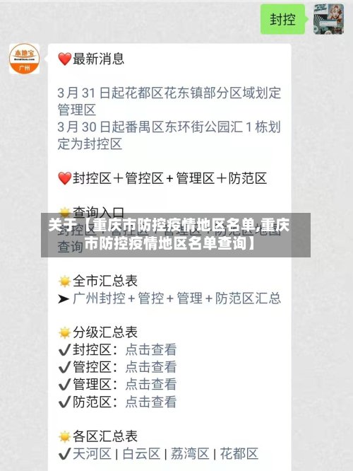 关于【重庆市防控疫情地区名单,重庆市防控疫情地区名单查询】