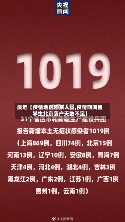 最近【疫情地区回京人员,疫情期间留学生北京落户天数不足】