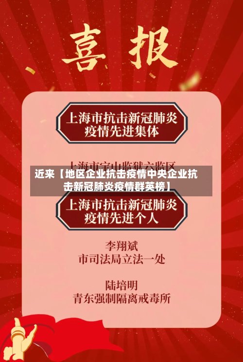 近来【地区企业抗击疫情中央企业抗击新冠肺炎疫情群英榜】